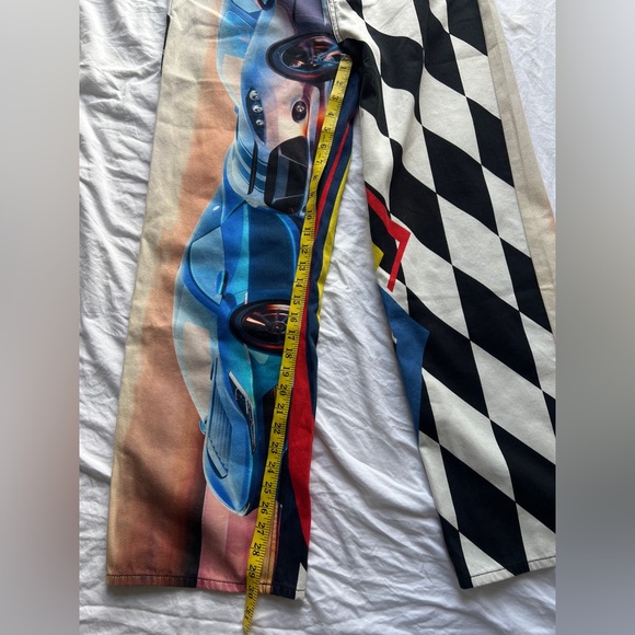 BNWT Forever 21 Womens Straight Leg Race Car High Waist Tokyo Drift Jeans Sz 31 - Picture 6 of 8